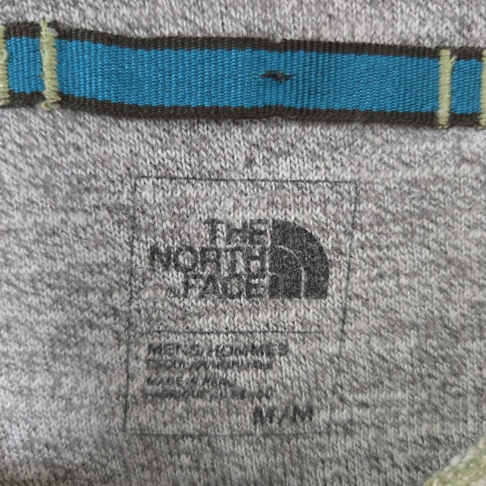 The North Face Men Medium Long Sleeve Henley Green Buttons Pullover Cotton Blend